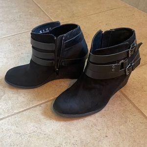 Black buckle booties